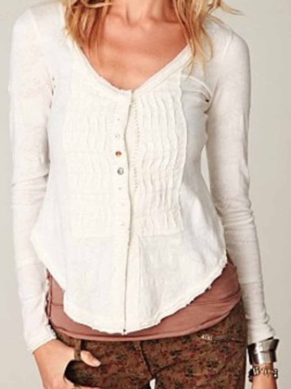 Free People Gypsy Rose White Cardigan Top ASO Violet Harmon AHS